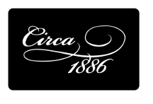 Circa 1886 Logo in white on a solid black background.